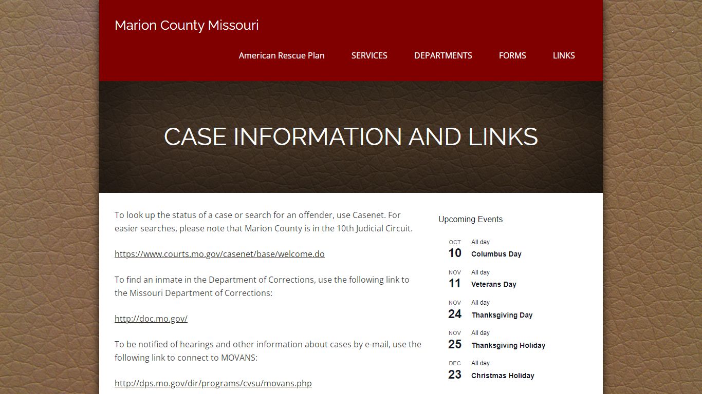 Case Information and Links – Marion County Missouri