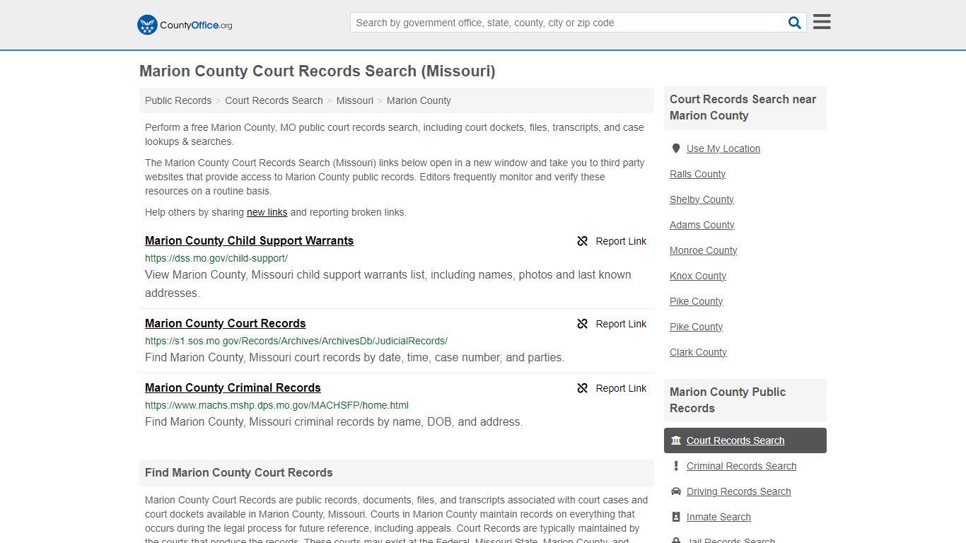 Marion County Court Records Search (Missouri) - County Office